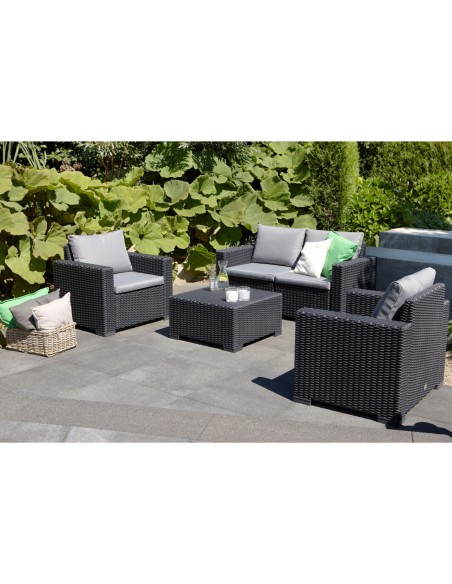 Grafitowa sofa ogrodowa dla 3 osób Allibert by Keter 8711245154305 9