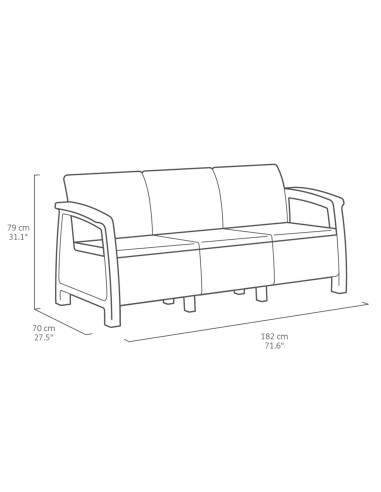 Ogrodowa sofa ogrodowa dla 3 osób cappuccino Keter Corfu Love Seat Max 3253929127083 2