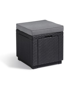 Grafitowa pufa ze schowkiem i poduszką Keter Cube 8711245128986 2