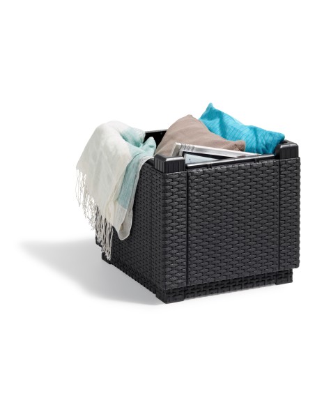 Pufa ze schowkiem i poduszką brązowa Keter Cube 8711245121024 5