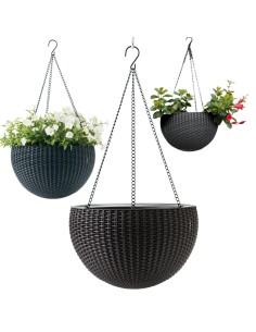 Grafitowa doniczka wisząca 35 x 22 cm technorattan Keter 7290106924499