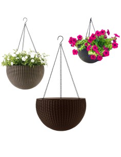 Doniczka wisząca 35 x 22 cm technorattan brązowa Keter 7290106924567