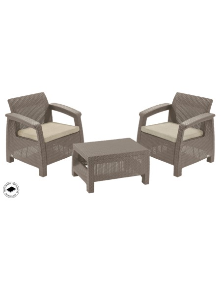 Cappuccino fotele ogrodowe ze stolikiem zestaw Keter Corfu Weekend 3253929119194