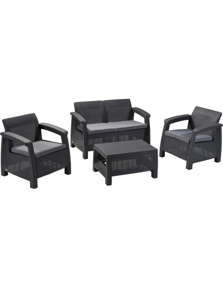 Grafitowe meble ogrodowe Keter Corfu Set 3253929117169