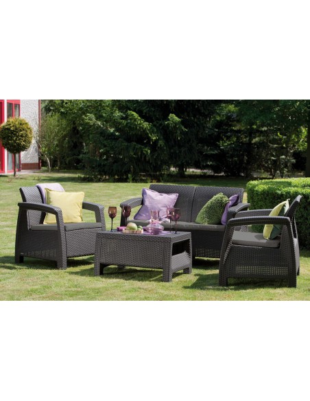 Grafitowe meble ogrodowe Keter Corfu Set 3253929117169 5