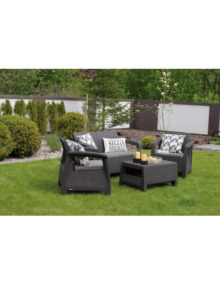 Grafitowe meble ogrodowe Keter Corfu Set 3253929117169 7