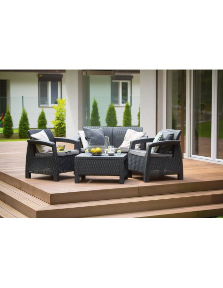 Grafitowe meble ogrodowe Keter Corfu Set 3253929117169 9