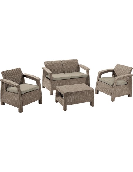 Zestaw mebli ogrodowych w kolorze cappuccino Keter Corfu Set 3253929117190