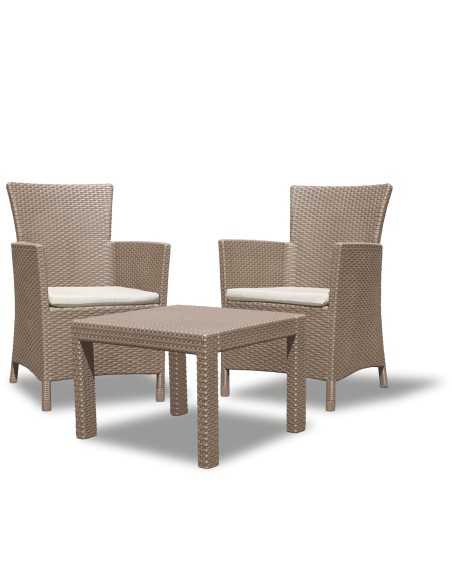 Stół do ogrodu z fotelami kolor cappuccino Allibert by Keter Rosario 8711245130446