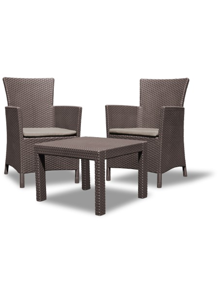 Zestaw mebli ogrodowych: fotele i stolik brąz Allibert by Keter Rosario 8711245130422