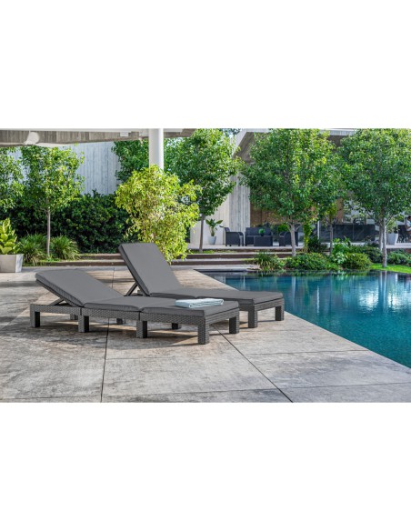 Leżak do ogrodu z poduszką kolor grafitowy Allibert by Keter Daytona 8711245152851 8