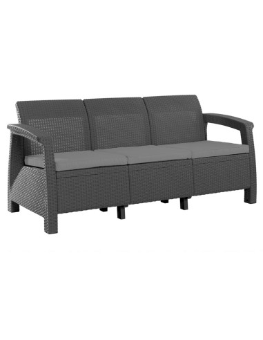 Sofa do ogrodu dla 3 osób grafitowa Keter Corfu Love Seat Max 3253929120015 4