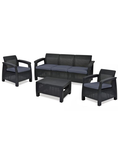 Sofa do ogrodu dla 3 osób grafitowa Keter Corfu Love Seat Max 3253929120015 5