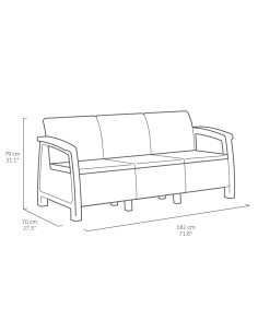 Sofa ogrodowa dla 3 osób brązowa Keter Corfu Love Seat Max 3253929120770 2