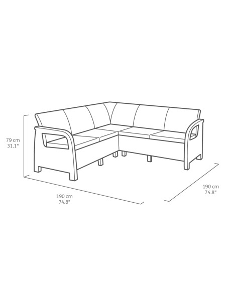 Meble ogrodowe Zestaw: narożnik + stolik Keter Corfu Relax 3253929168024 6