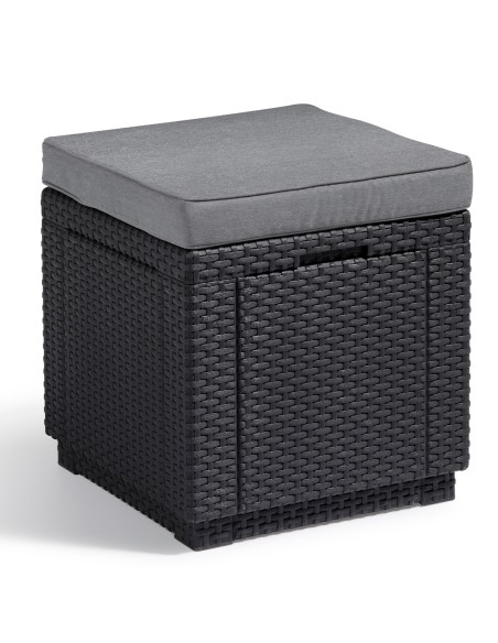Grafitowa pufa ze schowkiem i poduszką Keter Cube 8711245128986 17