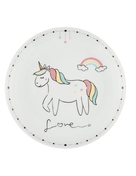 Zestaw naczyń dla dzieci z porcelany 3 elementy: talerz + miska + kubek Lubiana Jednorożec 5900245762921 3