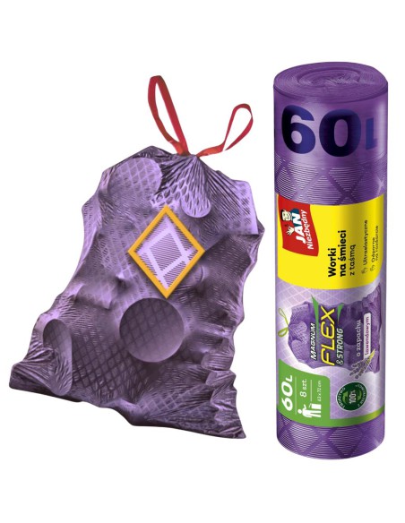 Elastyczne zapachowe worki na śmieci Magnum Flex Lawenda Jan Niezbędny 60 L, 8 sztuk - Worki na śmieci Elastyczne zapachowe worki na śmieci Magnum Flex Lawenda Jan Niezbędny 60 L, 8 sztuk 5900536349510