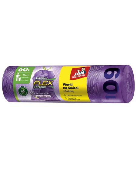 Elastyczne zapachowe worki na śmieci Magnum Flex Lawenda Jan Niezbędny 60 L, 8 sztuk - Worki na śmieci Elastyczne zapachowe worki na śmieci Magnum Flex Lawenda Jan Niezbędny 60 L, 8 sztuk 5900536349510 2