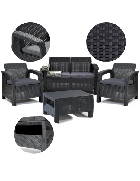 Grafitowe meble ogrodowe Keter Corfu Set 3253929117169 10