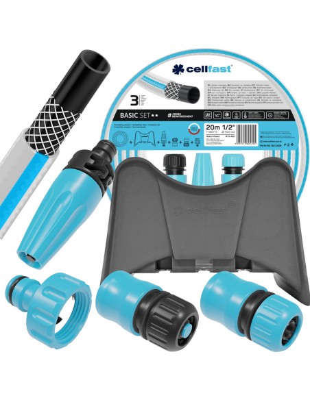 Wąż ogrodowy 1/2" 20m + wieszak + zraszacz Cellfast Basic 5907512605325 54