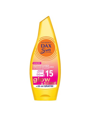 Emulsja rozświetlająca do opalania Glow&Shine SPF 15 ze złotymi drobinami Dax Sun 175 ml 5900525071958