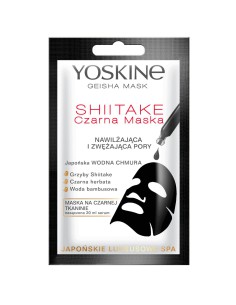Maska na czarnej tkaninie Yoskine Geisha Mask Shiitake 20 ml 5900525060747