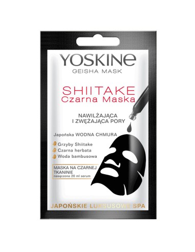 Maska na czarnej tkaninie Yoskine Geisha Mask Shiitake 20 ml - Kosmetyki do twarzy