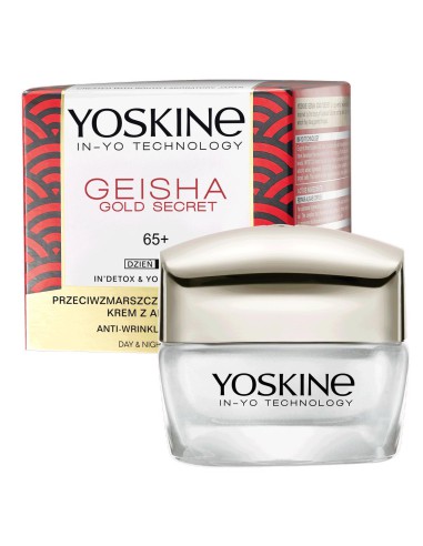 Wygładzający krem do twarzy na dzień i noc Yoskine Geisha Gold Secret 65+ 50 ml - Krem do twarzy