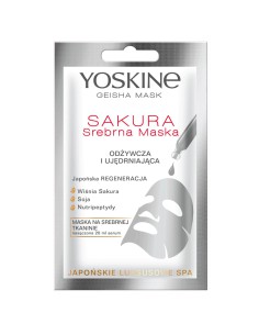 Maska na srebrnej tkaninie Yoskine Geisha Mask Sakura 20 ml 5900525060730
