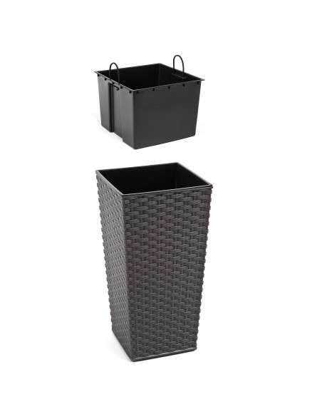 Rattanowa grafit metalik Doniczka FINEZJA 400x400 Lamela 5900119505753