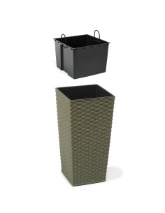 Rattanowa zielona doniczka Finezja Eco Wood 300x300 Lamela 5900119428236