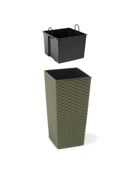 Rattanowa zielona doniczka Finezja Eco Wood 300x300 Lamela 5900119428236