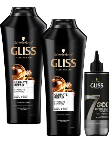 Zestaw 2x szampon i kuracja expresowa na włosy Gliss - Zestawy do włosów