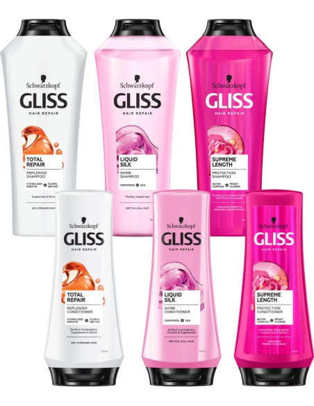 Zestaw 3x szampon 400ml + 3x odżywka 200ml Gliss Kur 3838824404417 8