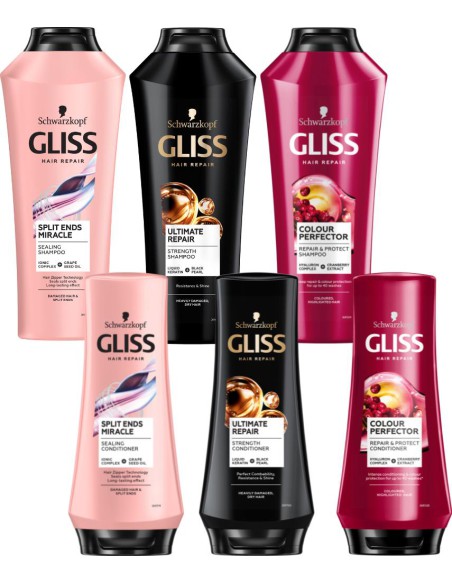 Zestaw 3x szampon 400ml + 3x odżywka 200ml Gliss Kur 3838824404660 8