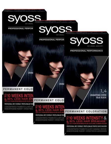 Farba granatowa czerń do włosów Syoss 3x 3838824405414 2