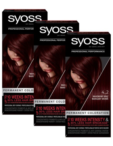 Farba do włosów trwała koloryzacja mahoniowy brąz 3x Syoss 3838824405452 2