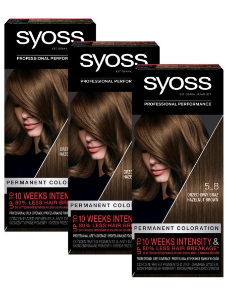 Farba trwała koloryzacja orzechowy brąz do włosów Syoss 3x 3838824405476 2