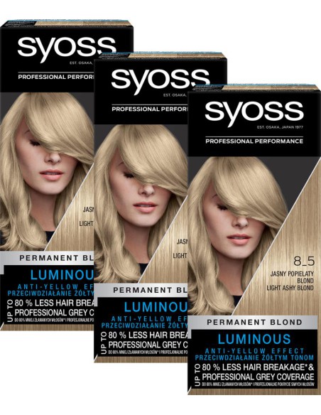 Farba trwała koloryzacja popielaty blond do włosów Syoss 3x 3838824405582 2