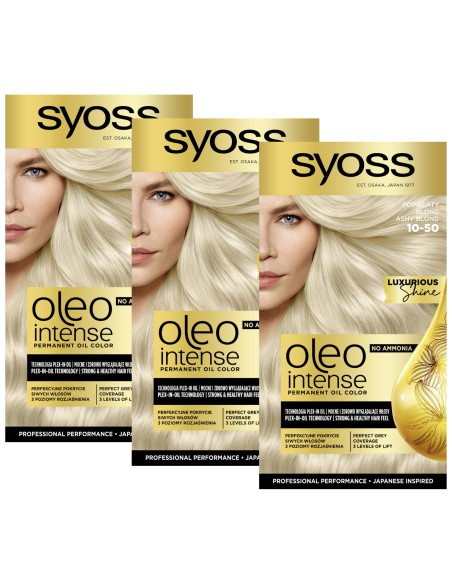 Farba bez amoniaku popielaty blond do włosów Syoss 3x 3838824405605