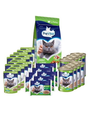 Zrównoważona karma dla kotów sterylizowanych pakiet mieszany PreVital Sterile - Karma dla kota