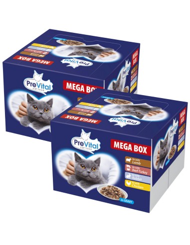 Mokra karma Mega Box dla kota Smaki mięsne 48x100g PreVital - Mokra karma dla kota