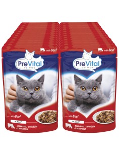 Karma zwołowiną mokra dla kotów dorosłych wołowina 24x100g PreVital 5999546172027
