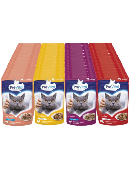 Zapas mokrej karmy dla kota Mix mięso ryba 96 x 100g PreVital 5999546172027 11