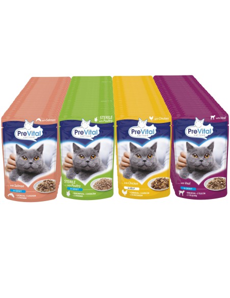Zapas saszetek dla kotów  Mix smaków mięso ryba 96x100g PreVital 5999546172768 18