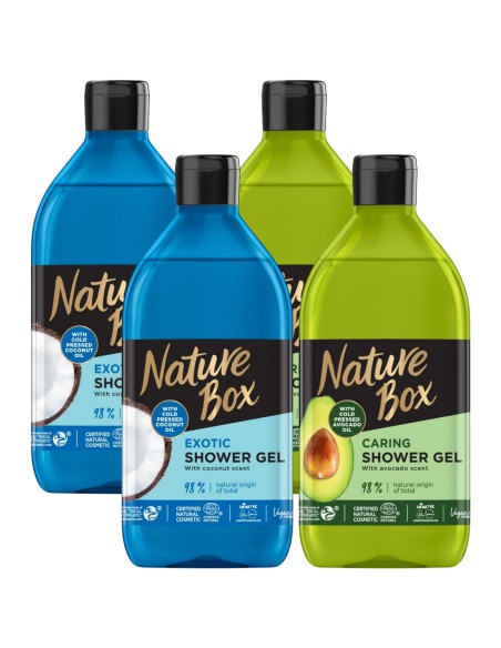 Nawilżający żel pod prysznic z kokosem i awokado Nature Box, 4x 9000101214406 4