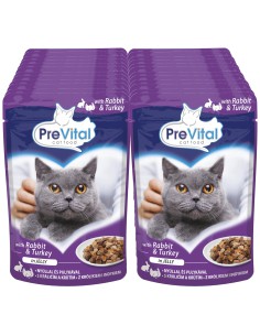 Saszetka z indykiem i królikiem w galarecie dla kotów dorosłych 24x100g PreVital 5999546172041