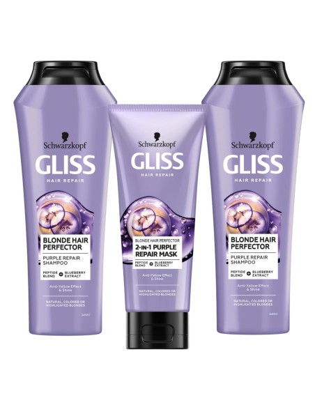 Zestaw do włosów blond: 2x szampon, maska 2w1 Gliss Kur - Zestawy do włosów Zestaw do włosów blond: 2x szampon, maska 2w1 Gliss Kur 3838824413334 4