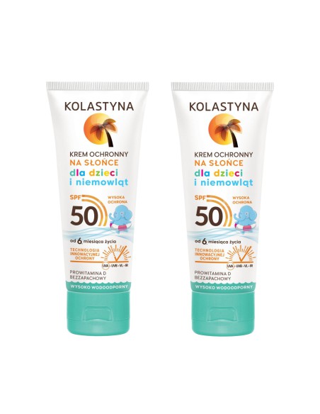 Krem ochronny dla dzieci i niemowląt SPF 50  Kolastyna 2x75 ml 5900536341347 4